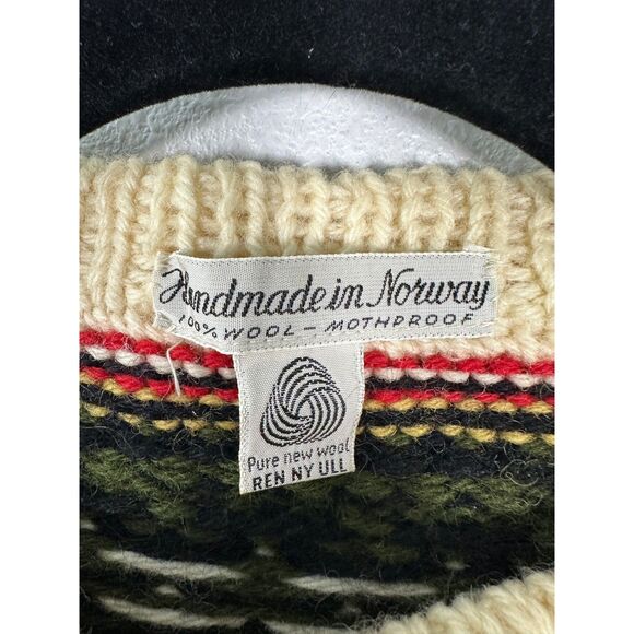 Nordstrikk Wool Cream Green Fair Isle Norway Cardigan Sweater Women's Large - Picture 2 of 4